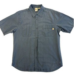 Large Mens Vintage Element Wood and Thread Skate Button Up Stripped polo Shirt